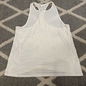 Athleta White Cut Out Racer Back Nylon Blend Tank Active Size Small